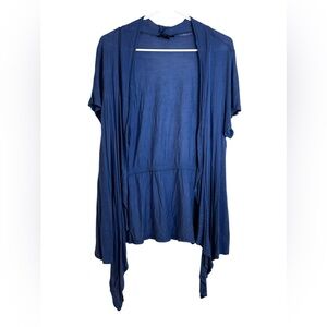 Vintage Y2K AGB Bali Blue Rayon Cardigan XL Drape Front Asymmetrical